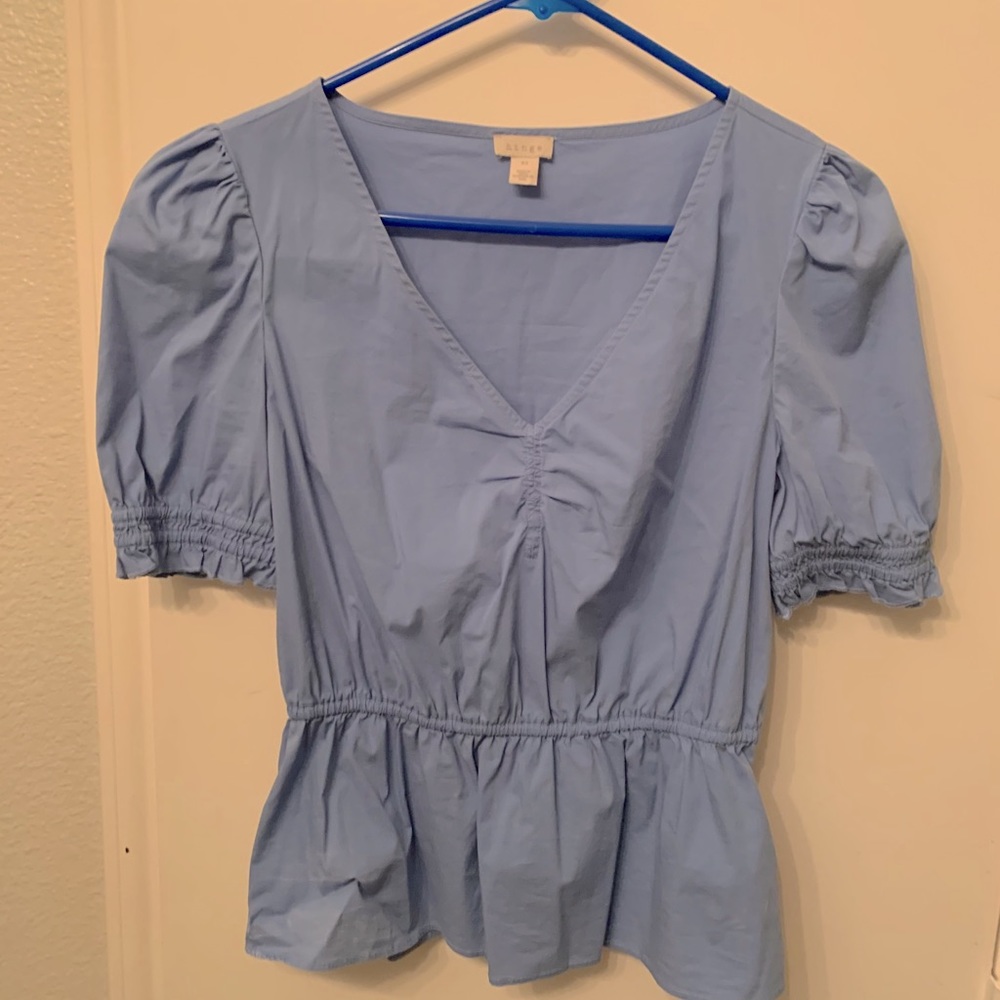 Light blue hinge blouse